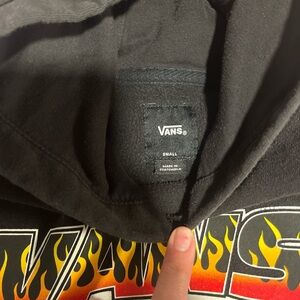 Vans Black Hoodie with Flame Design